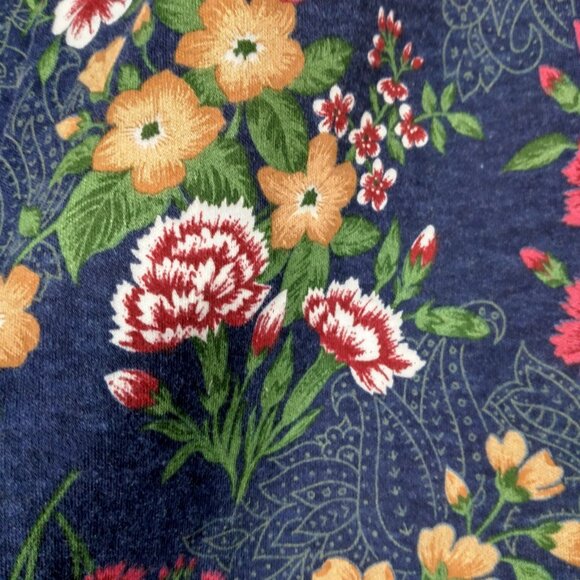 Vintage Large Skirt And Shirt Knit Outfit Set Blue Floral Cottagecore Soft USA - Picture 8 of 16